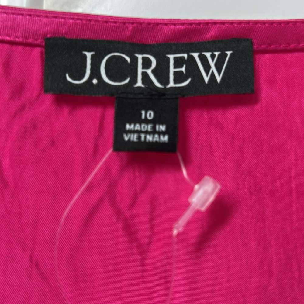 J. CREW NWT Pink Short Sleeve Satin Slip Dress with V-Neckline size 10 - Picture 7 of 9
